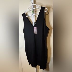 Ribbed Knit Black Sleeveless Top-4x